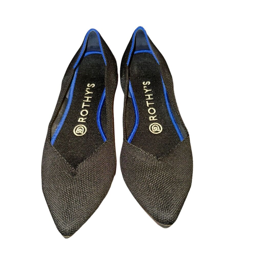 Rothy's The Point Ballet Flat Women's Size 7 Solid Black Knit Slip On Shoe
